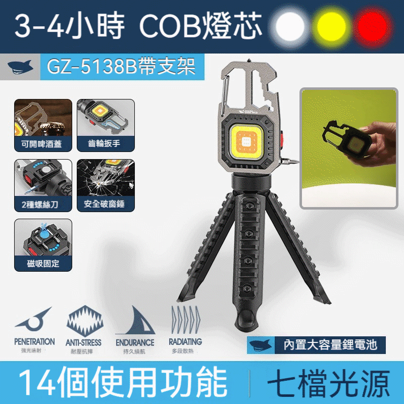 【多功能手電筒】新款安全錘扳手cod燈芯type-c充电维修应急磁吸戶外手电筒